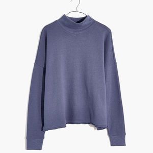 NWT Madewell Sunfaded Indigo Hemp-Cotton Mockneck Sweatshirt MD030